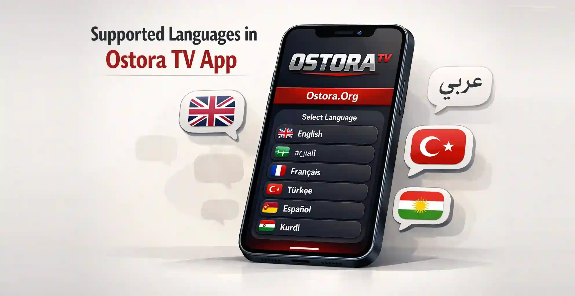 Supported Languages in Ostora TV App